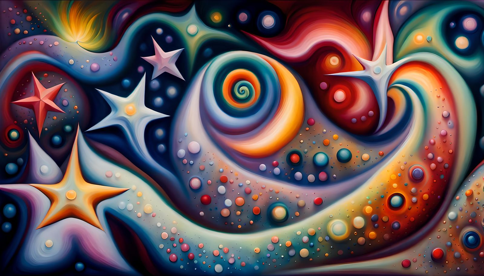 Iridescent Star Cluster Formation as Impasto Oil Painting