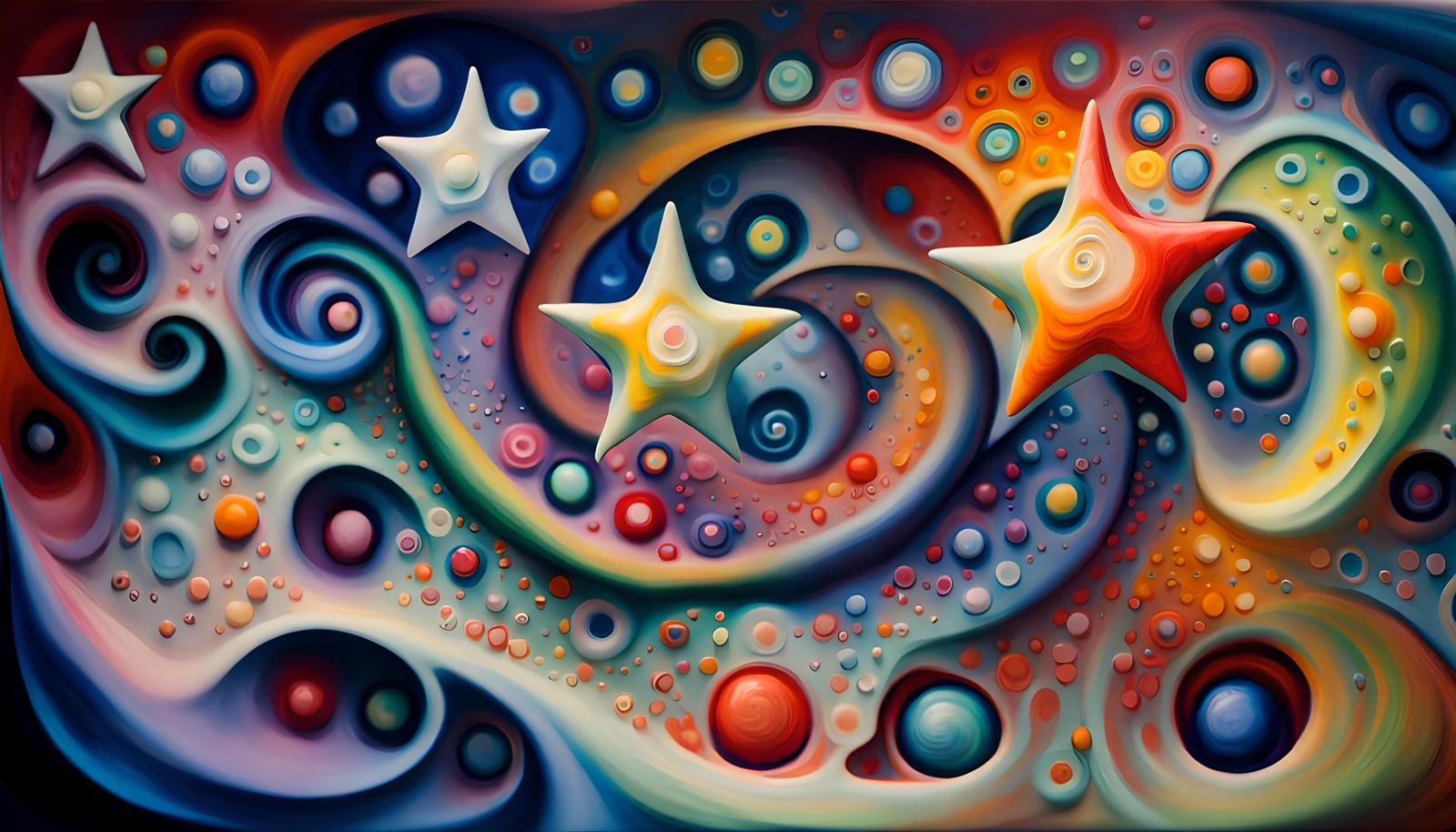 Iridescent Star Cluster as Impasto Oil Painting