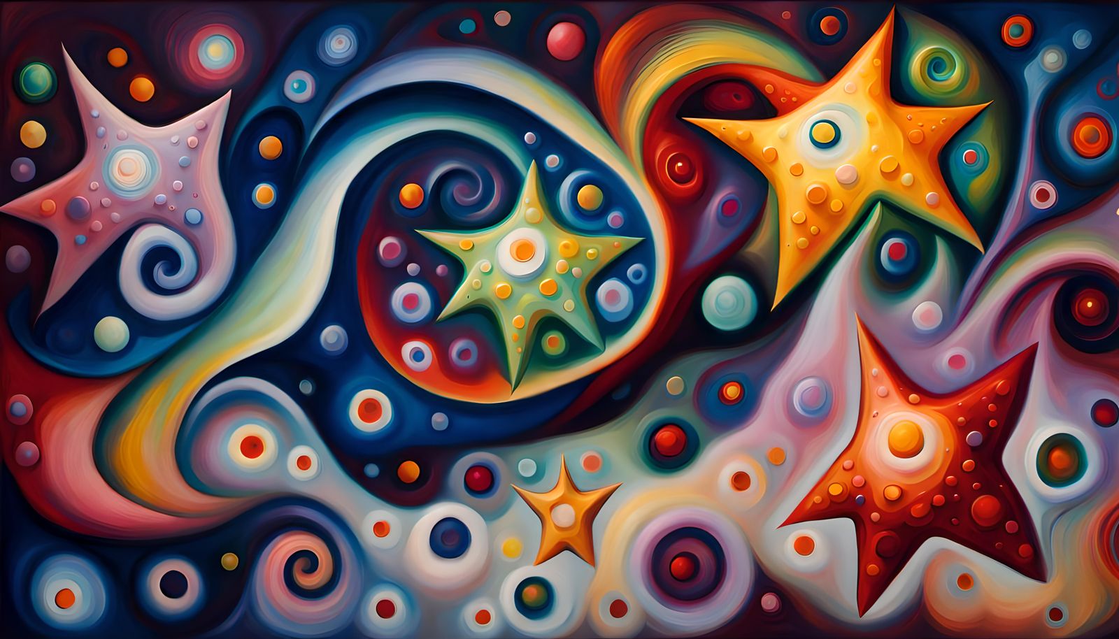Vivid Star Formation in Impasto Oil Painting Style