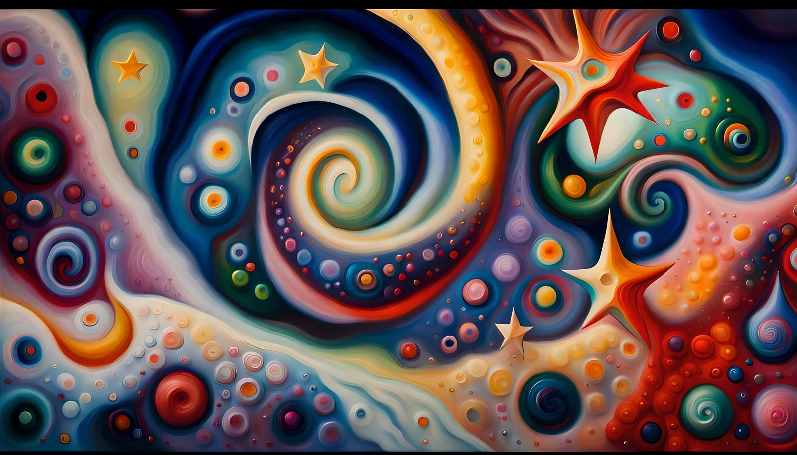 Iridescent Star Cluster in Impasto Oil Painting