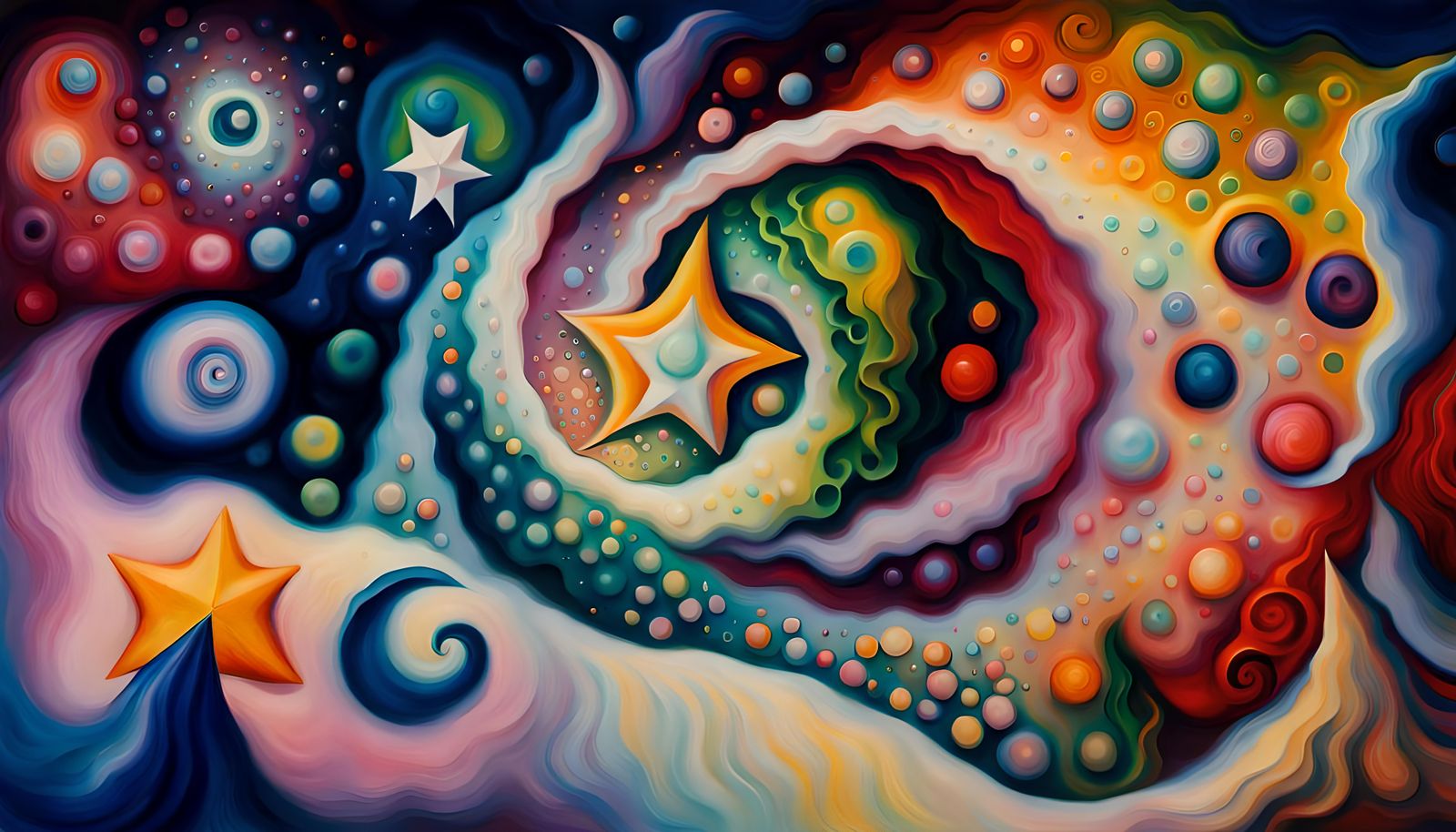 Iridescent Star Cluster in Chagall Impasto Style