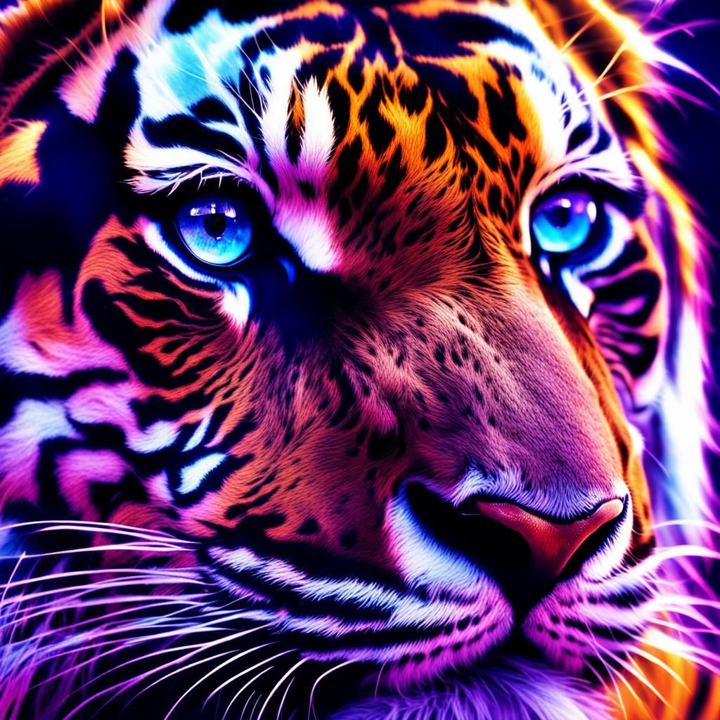 Tiger Eyes Reflecting Galaxy in Cinematic Style