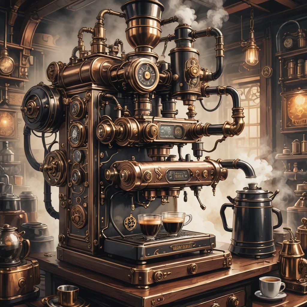 Steampunk coffee machine