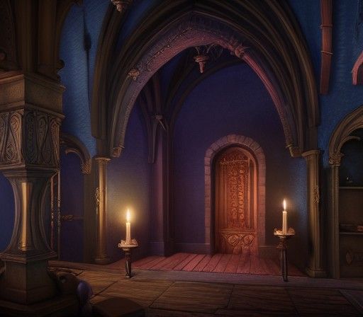 Romantic Medieval Interior: Detailed Matte Painting