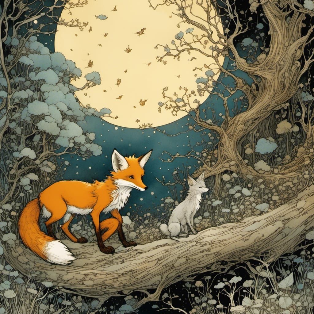 Little Prince and Fox Illustration in Storybook Style