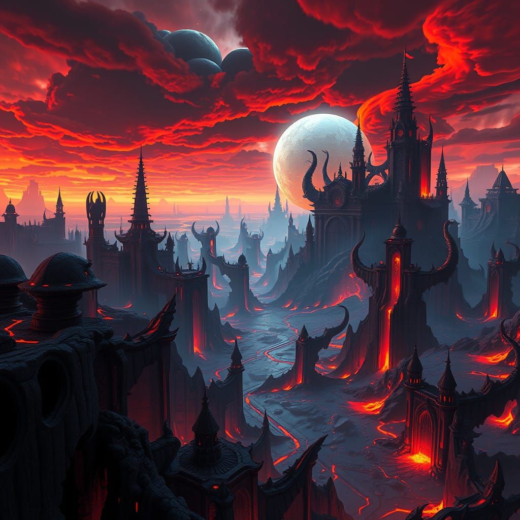 Hellish Realm in Cyberpunk Style