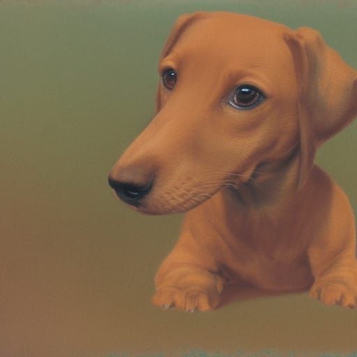 Detailed Dachshund in Fantastical Landscape