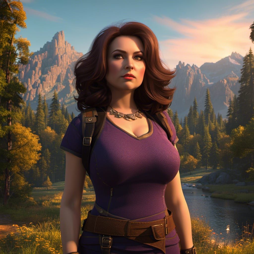 Goth Housewife Hiking: Dark Fantasy Concept Art