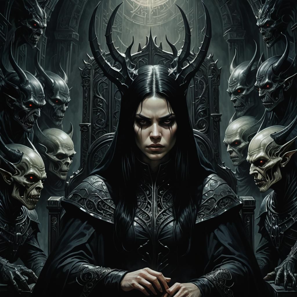 Dark Fantasy Portrait of a Demonic Queen