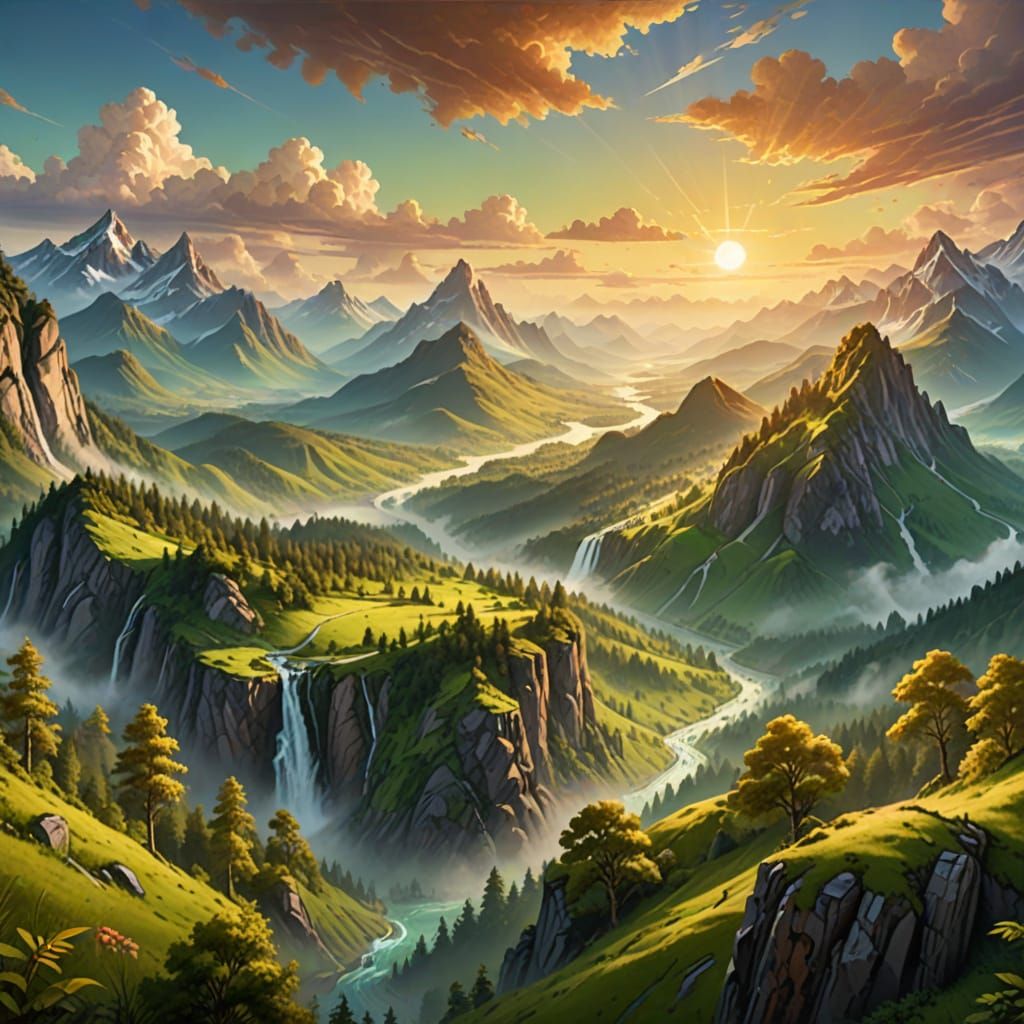 Detailed Airbrushed Landscapes in Digital Splash Art