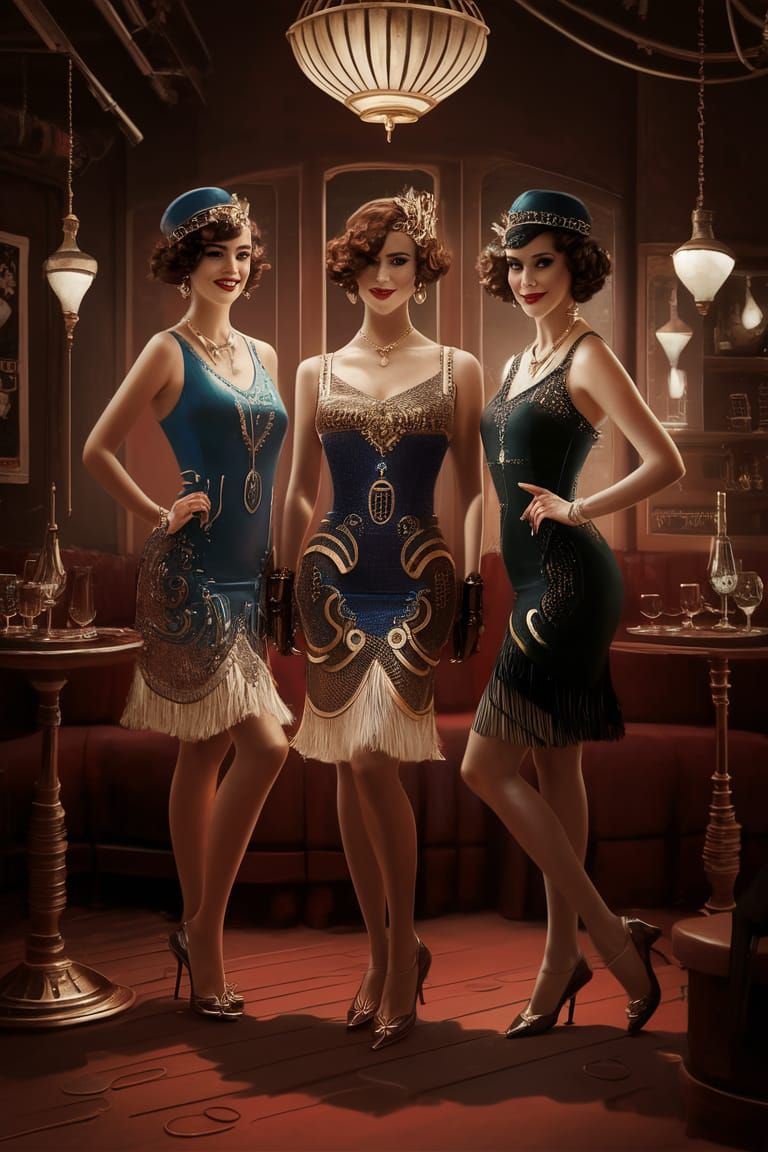1920s Steampunk Flapper Robots in Jazz Club