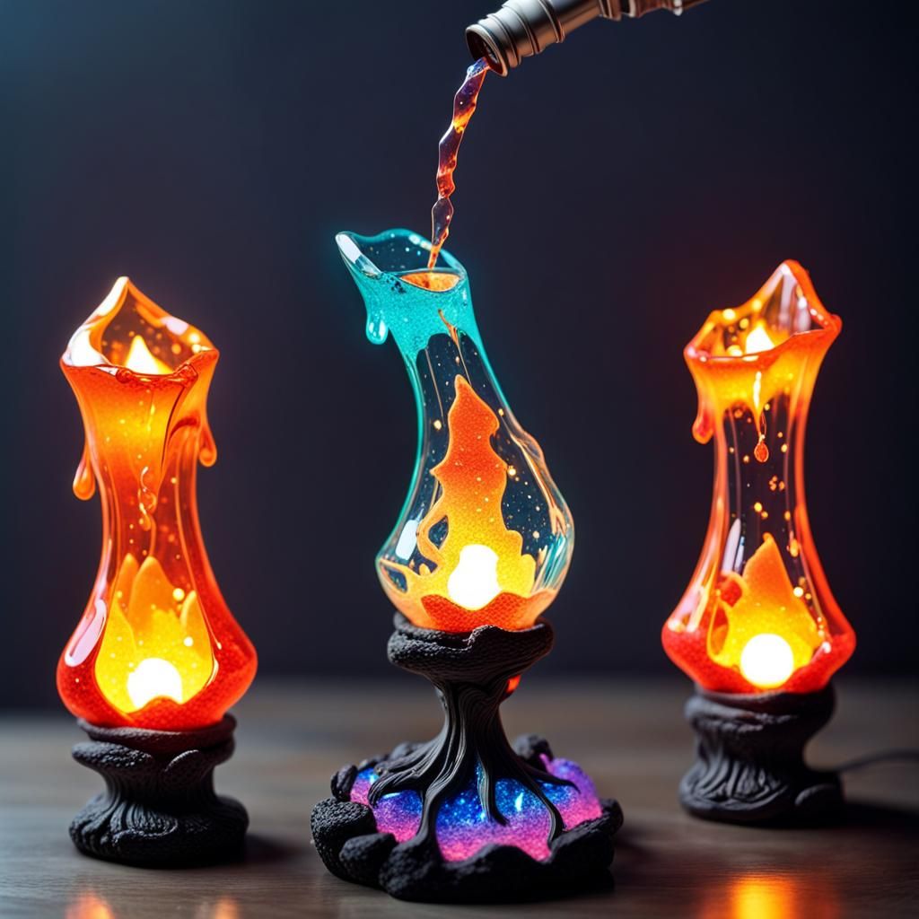Chibi Crystal Lava Lamp with Flowing Lava