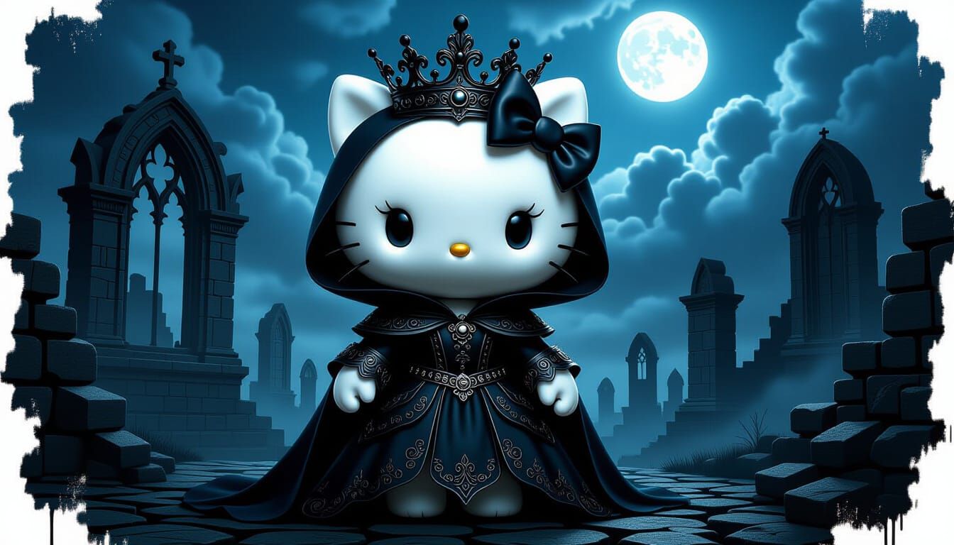 Gothic Hello Kitty in Ruined Castle