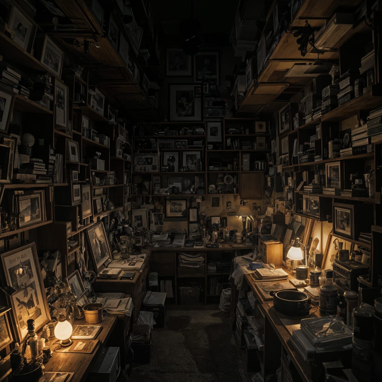 Cozy Cluttered Apartment Interior at Night