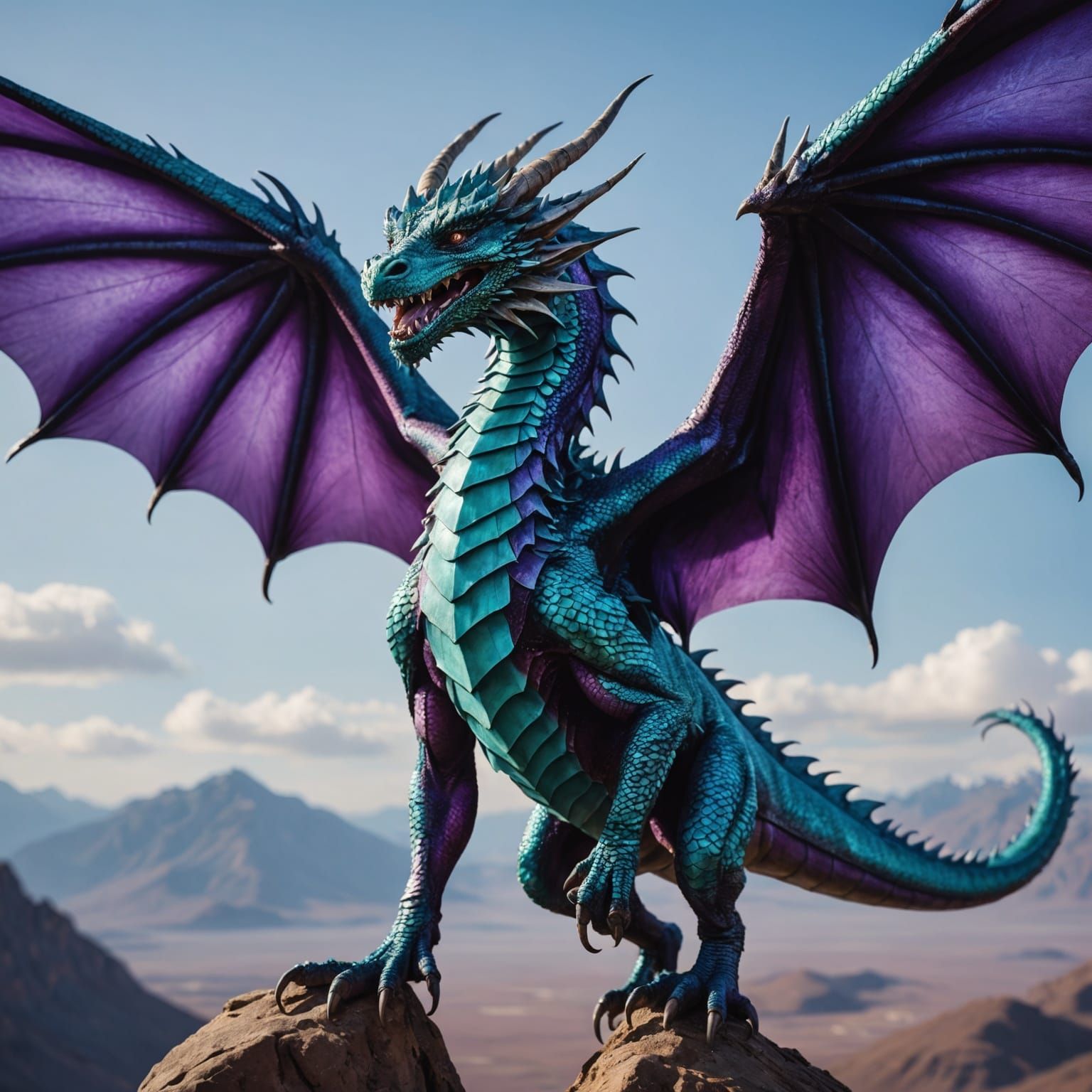 Turquoise Dragon Portrait in Professional Studio Lighting