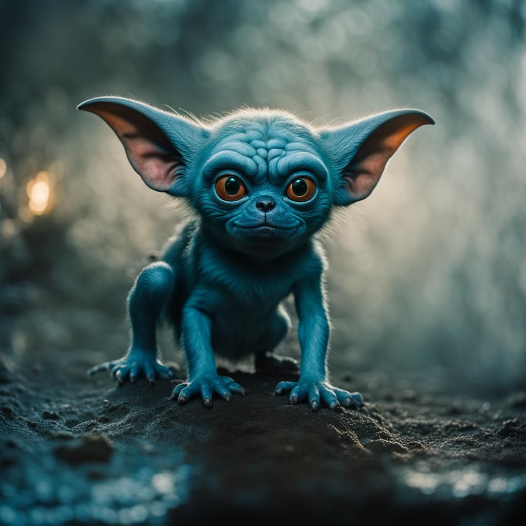 Hyperrealistic Gremlin Portrait in Telephotographic Style