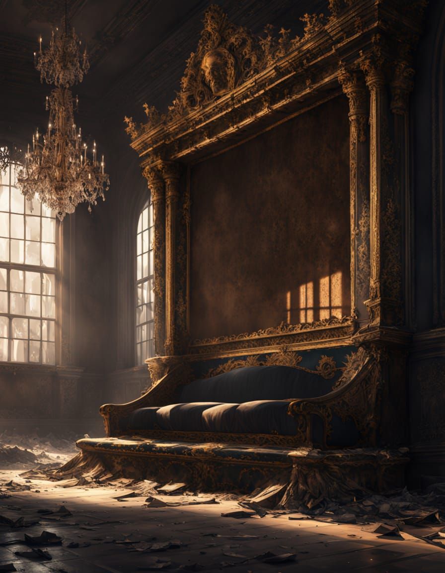 Surreal Fallen King in Vibrant Oil Painting