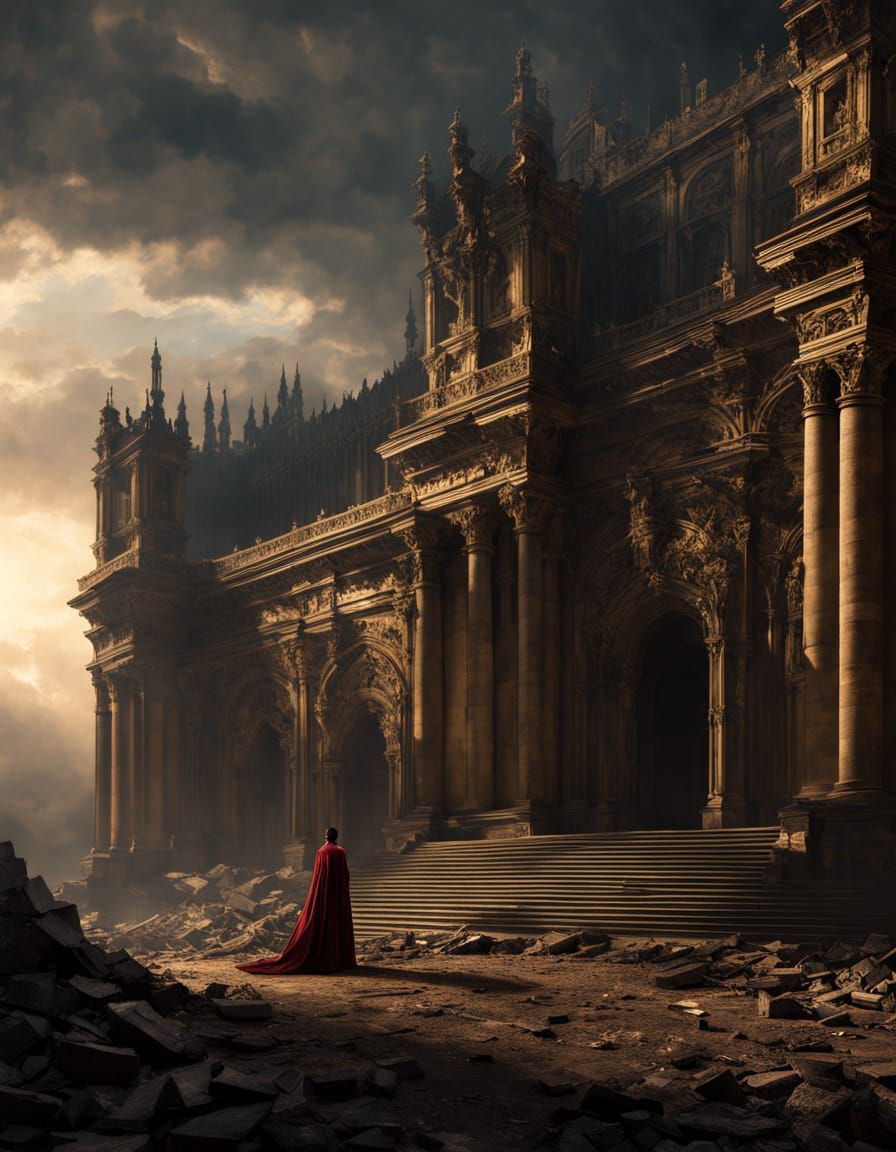 Regal Solitude in a Ruined Baroque Landscape