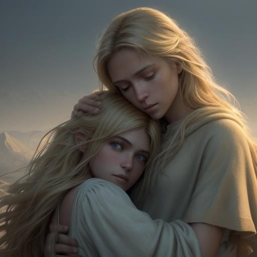 Heavenly Embrace in Hyper-Realist Digital Painting