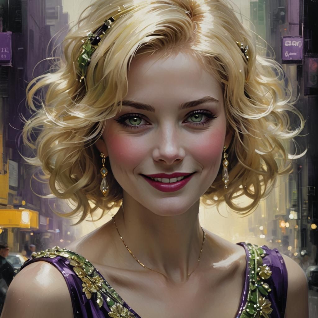 Laughing Face in Art Deco Style