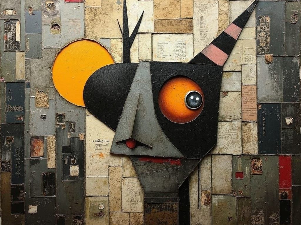 Surreal Abstract Collage with Biomechanical Elements