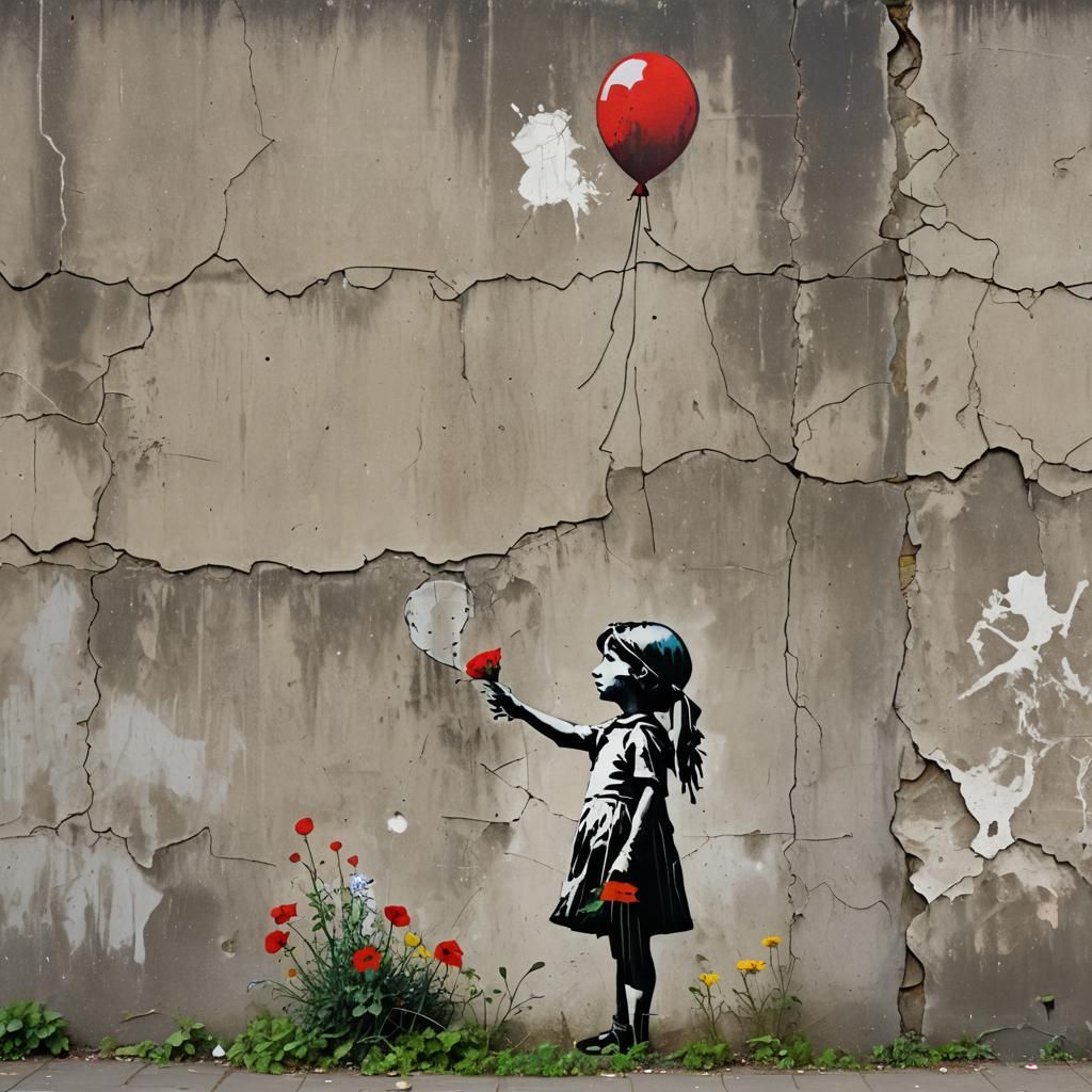 Banksy-Inspired Girl with Balloon Street Art