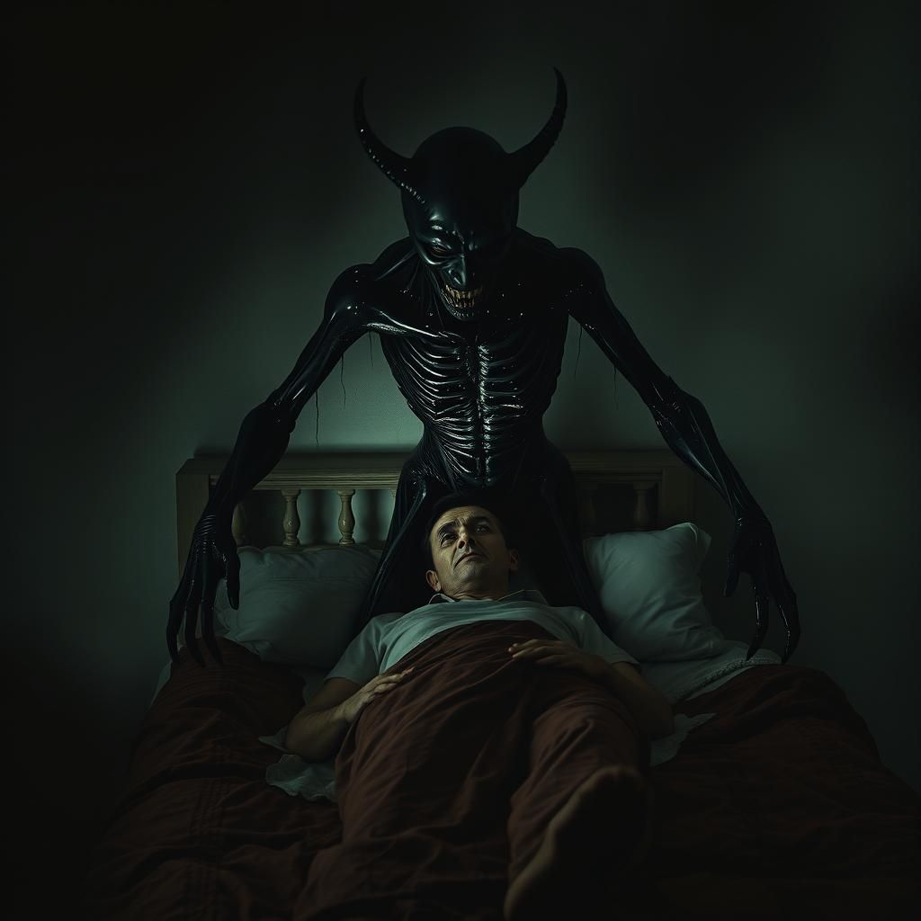 Horrifying Shadowy Figure Looms in Gothic Horror Scene