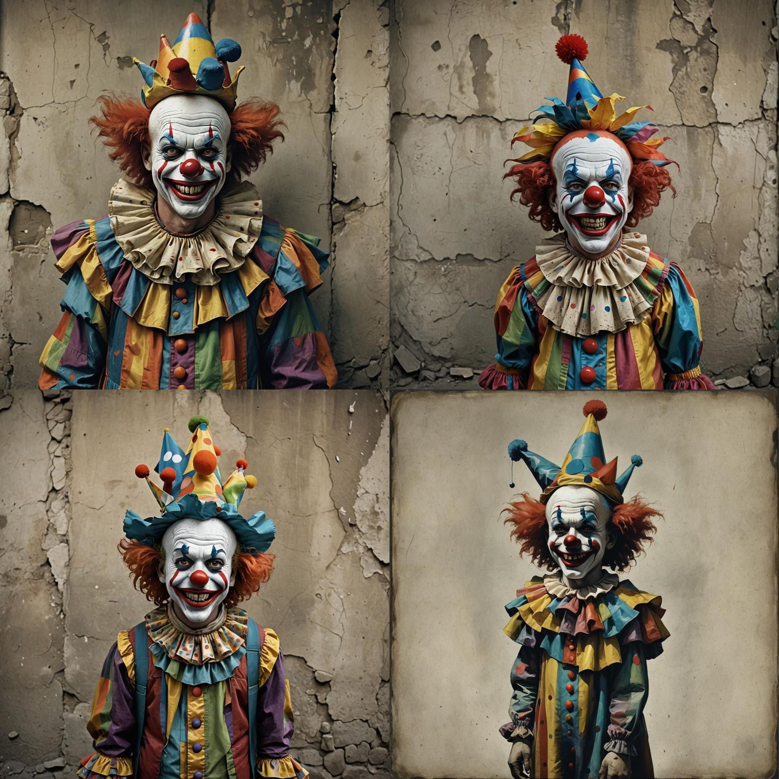 Terrifying Clown with Grotesque Smile in Hyperrealistic Styl...