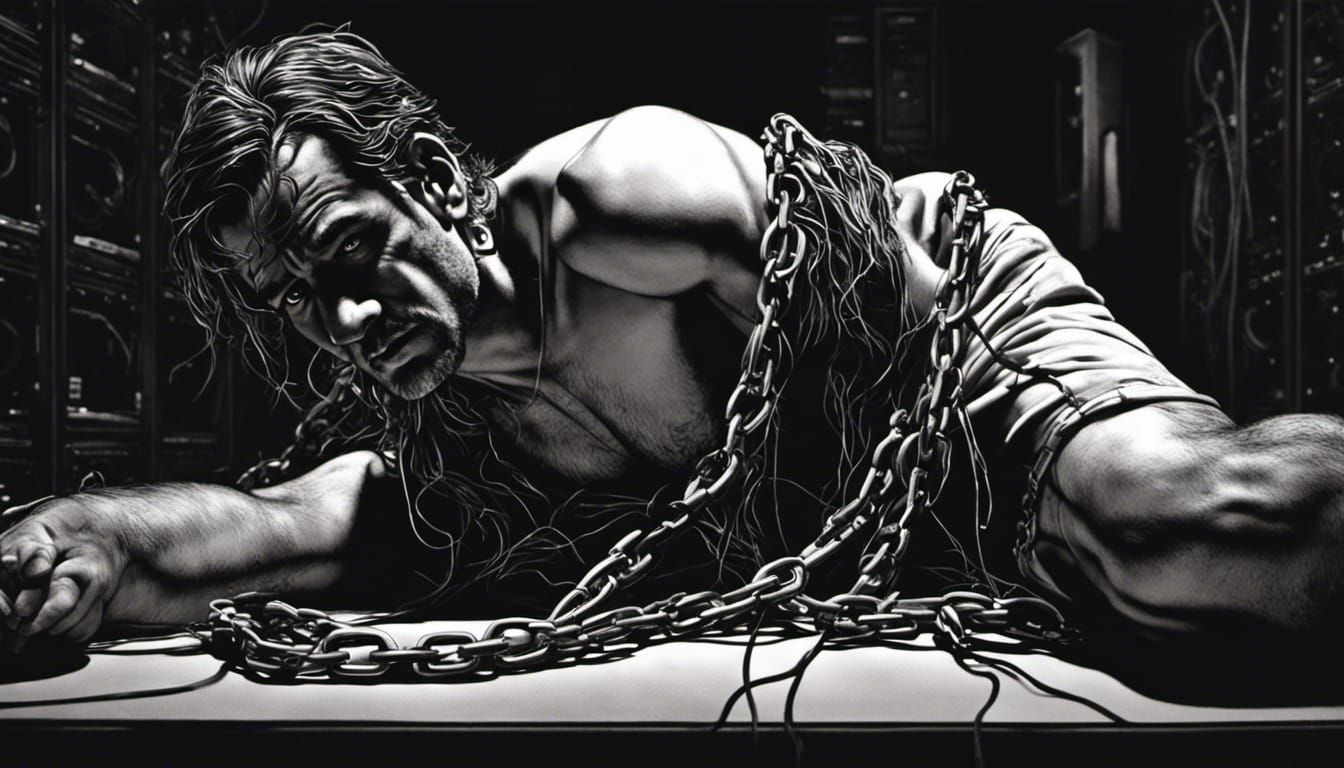 A man chained by technology ( serie 4/9 )