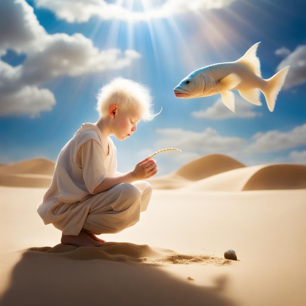 Celestial Light Illuminates Desert Nomad Child