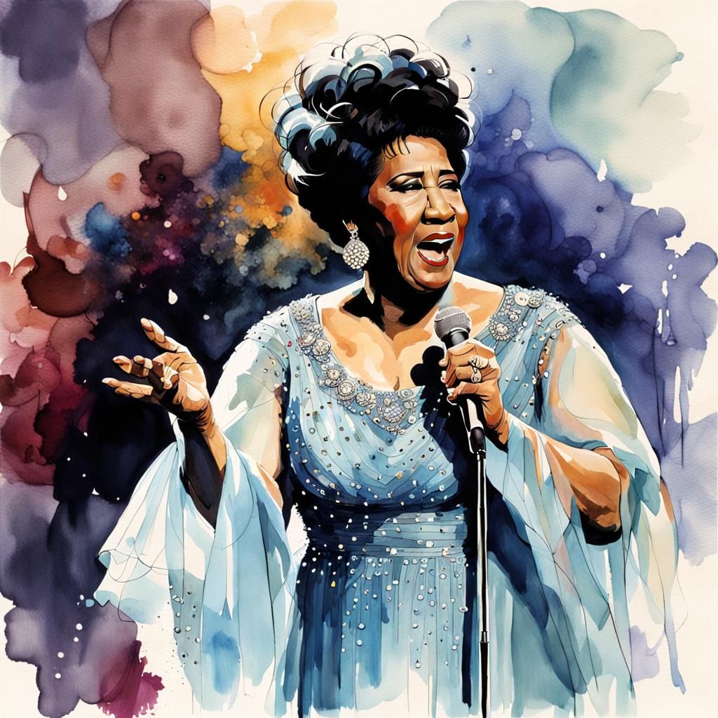 Aretha Franklin's Dramatic Last Performance: Watercolor Art
