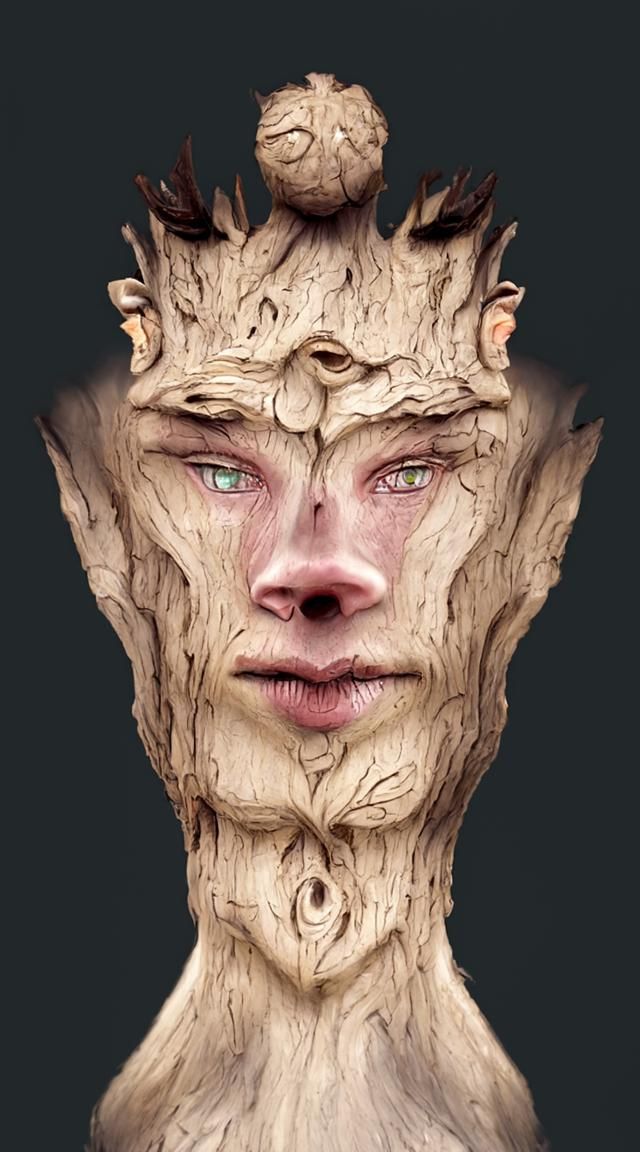 Hyperrealistic Treant Face on Tree of Life