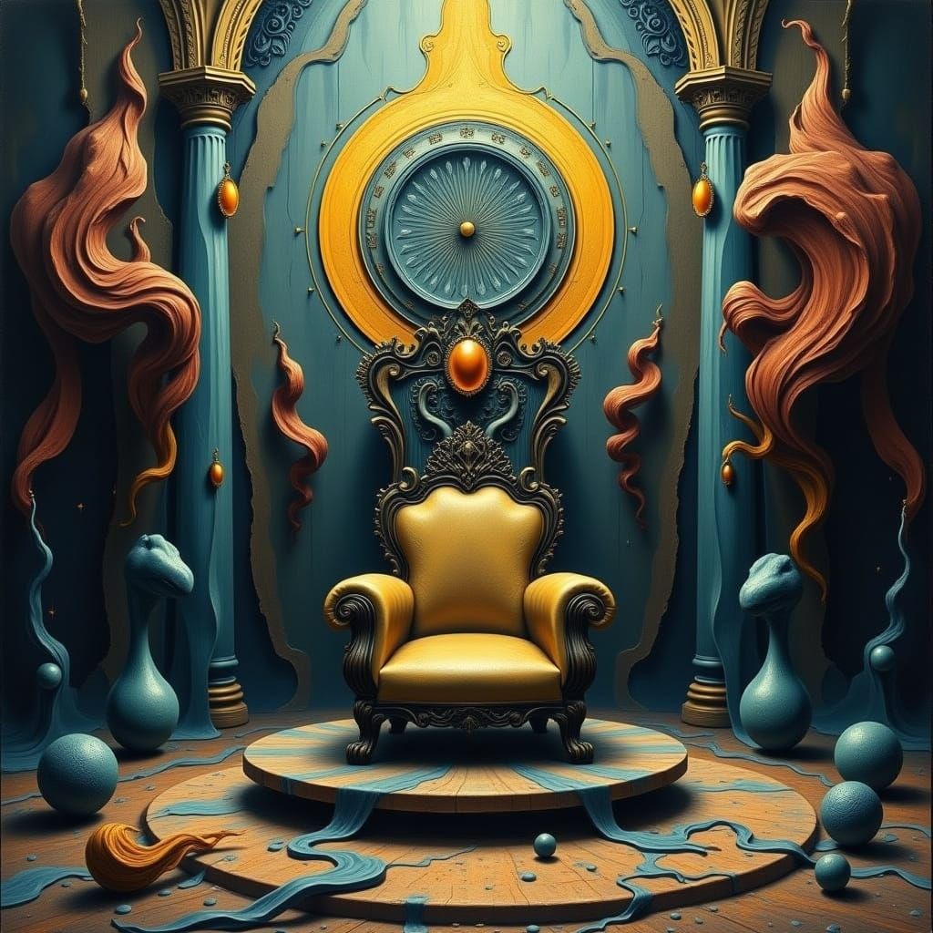 Ethereal Throne Chamber in Cyberpunk Deco Style