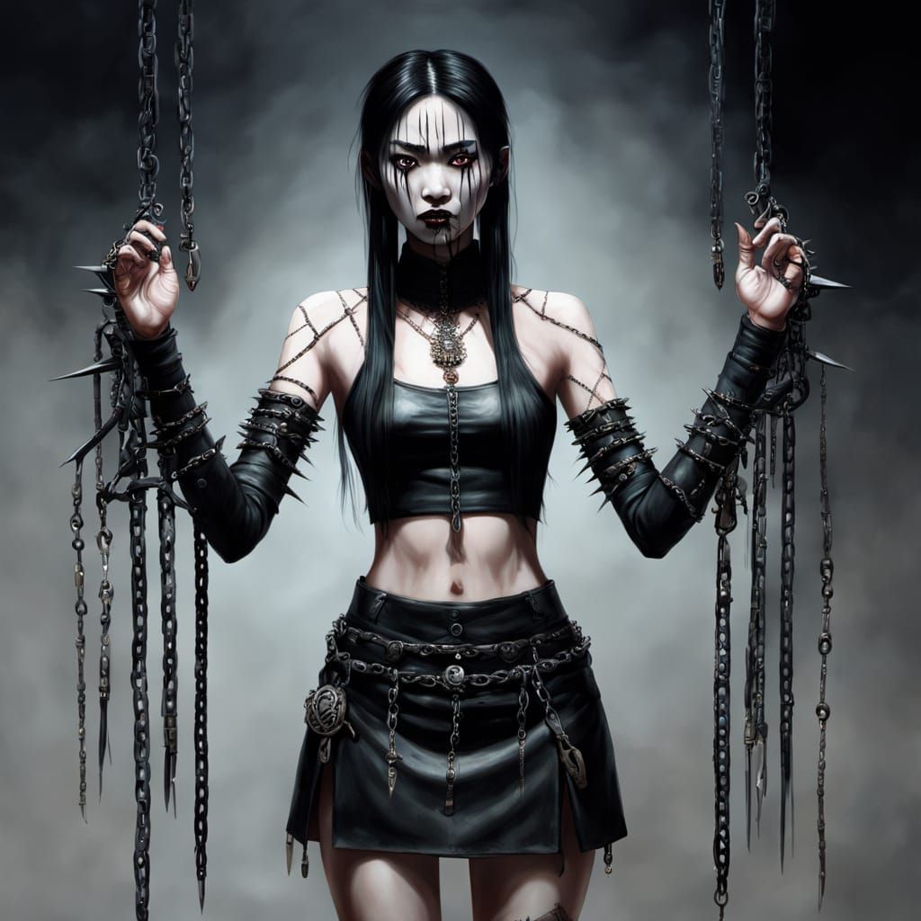 Creepy Cenobite Woman with Hook Fingers Painting