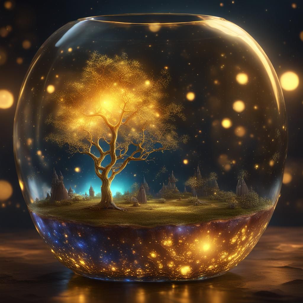Aurora Borealis Displayed in Golden Apple: Fantasy Art