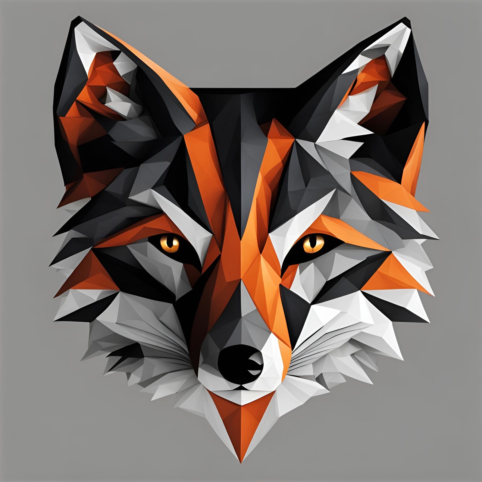 Geometric Fox in Shadows: Hyperrealistic Digital Art