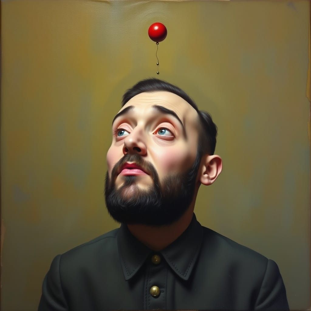 Dreamlike Street Scene with Floating Clothes in Pastel Hues