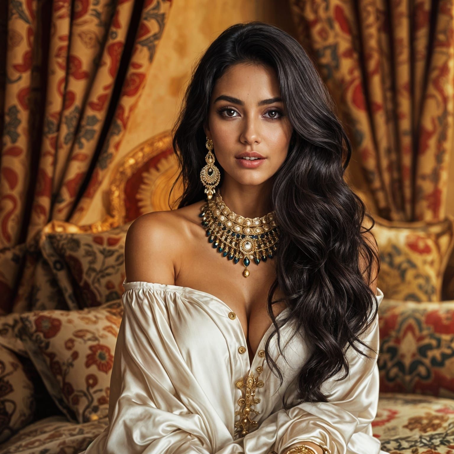 Elegant Arabic Princess in Vintage Setting