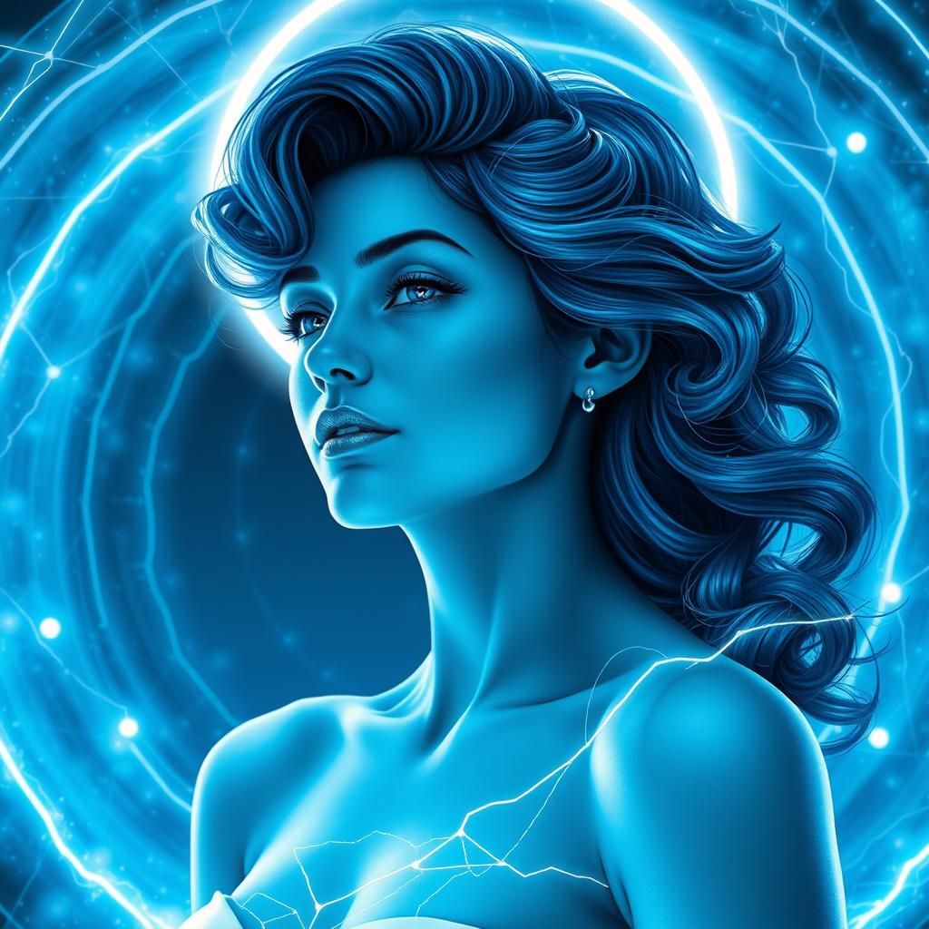 Elegant Woman Wrapped in Hypnotic Cosmic Spiral