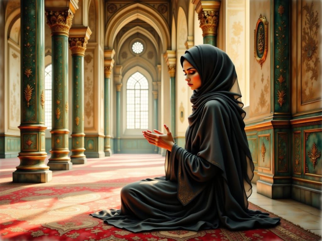 Muslim Woman in Du'a at Al-Masjid an-Nabawi