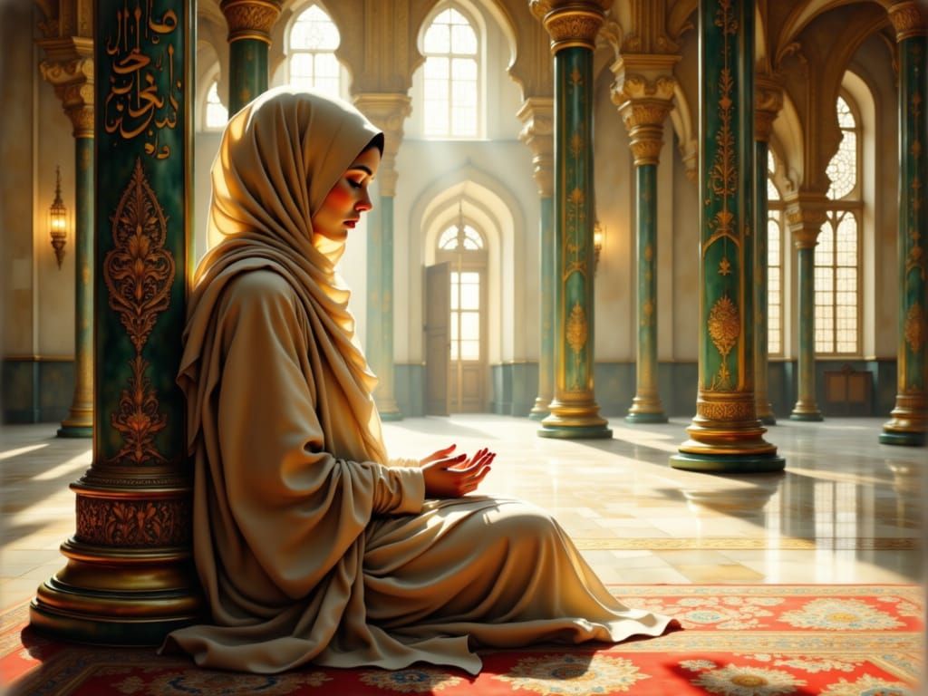 Muslim Woman in Du'a at Al-Masjid an-Nabawi