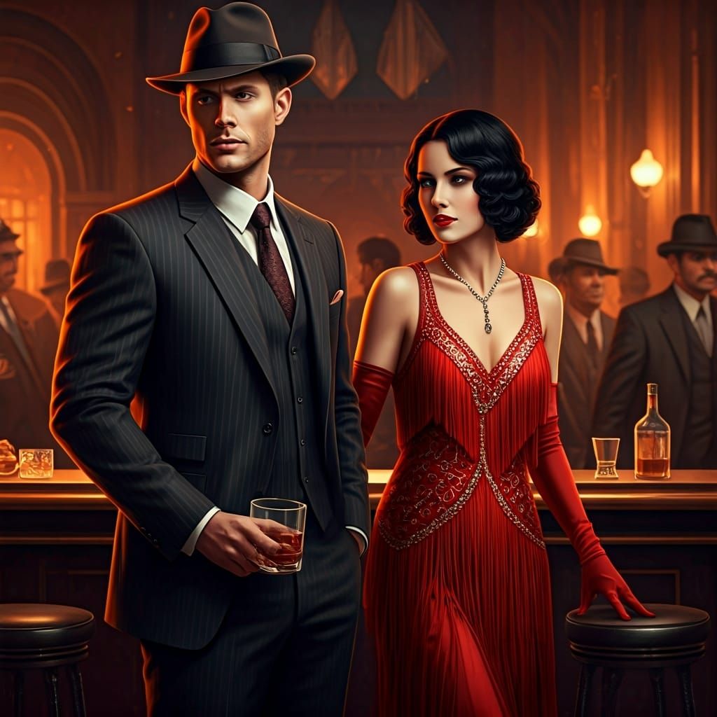 Dean Winchester in 1920s Speakeasy, Noir Aesthetic