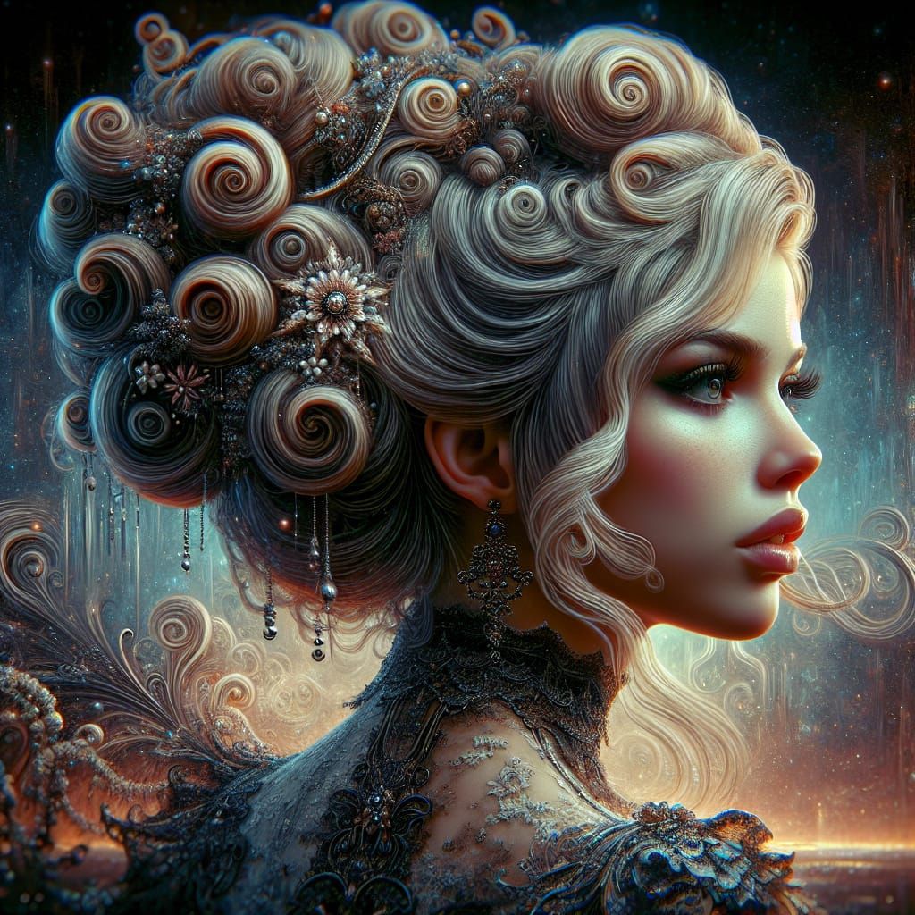 Elegant Woman with Old-Fashioned Hairstyle