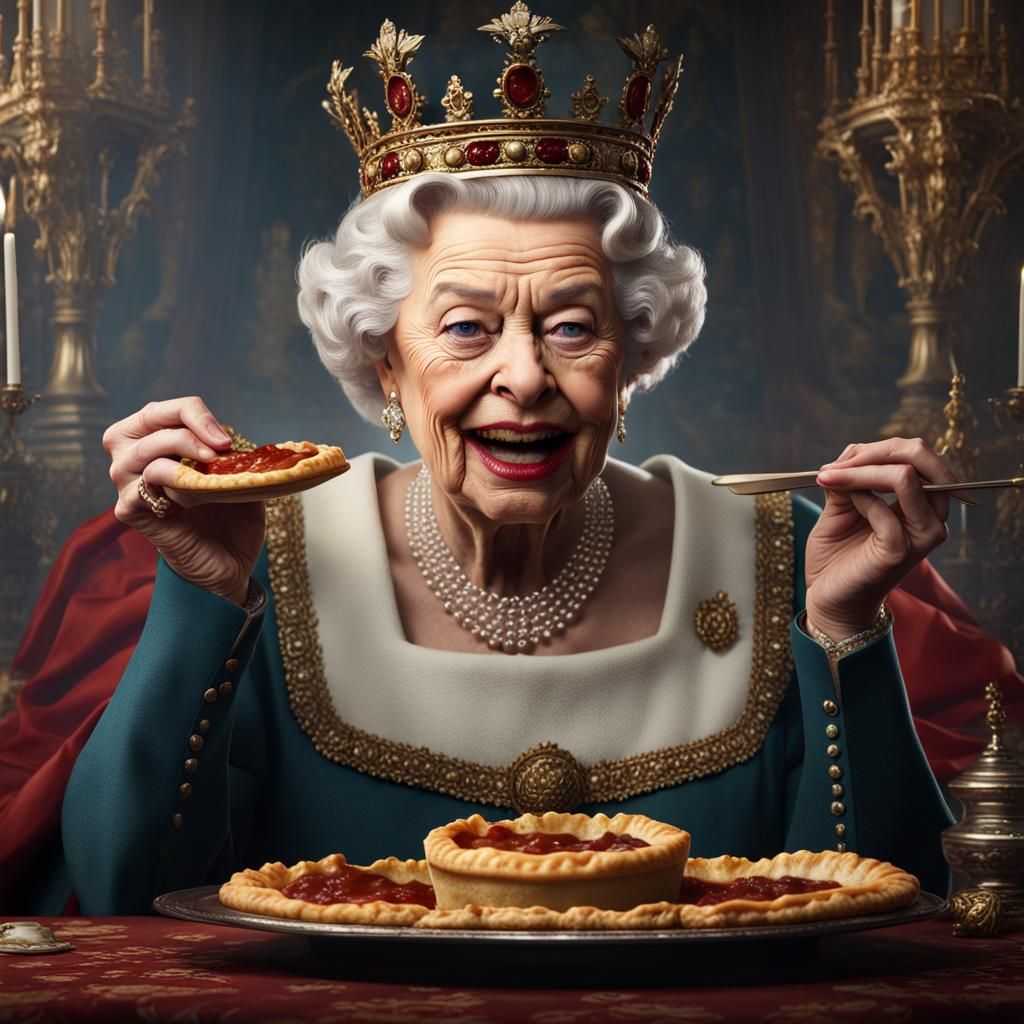 Queen Elizabeth II Eating a Meat Pie