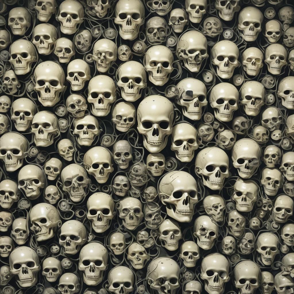 Surreal Hall of Heads: Digital Art Dreamscape