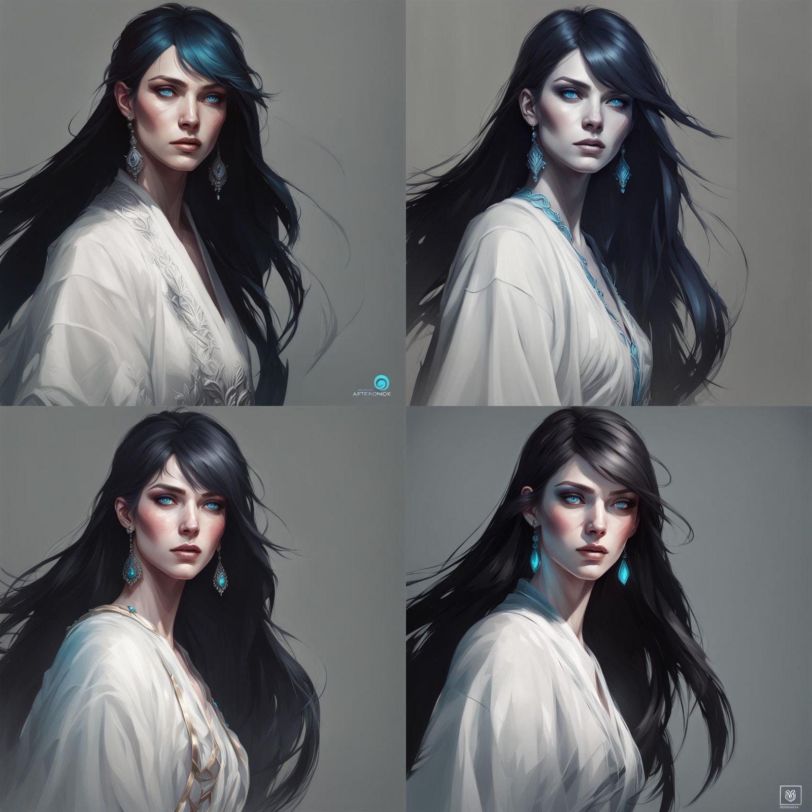 Striking Portrait with White Hair and Blue Eyes