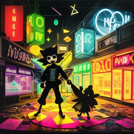 Surreal Child's Drawing with Rainbow Fairy