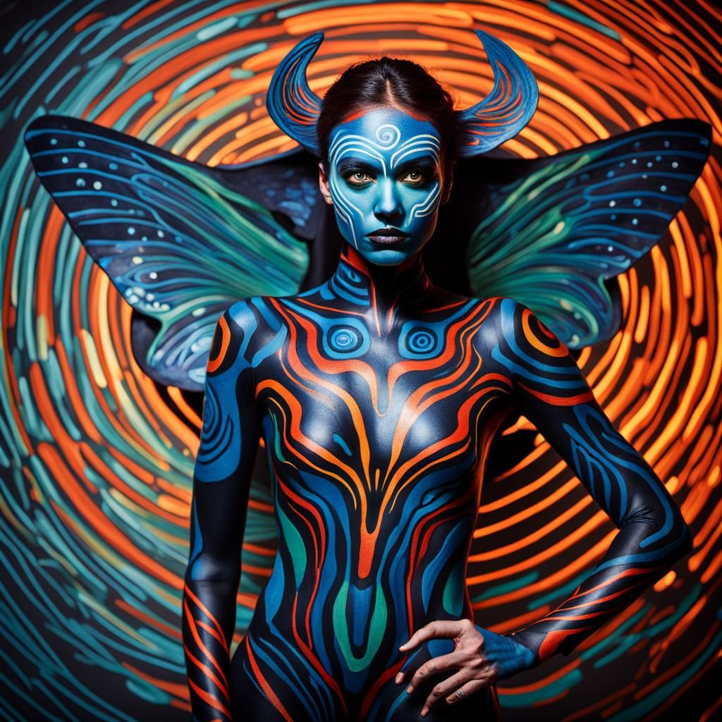 Surreal Body Art Dreamscape in Abstract Style