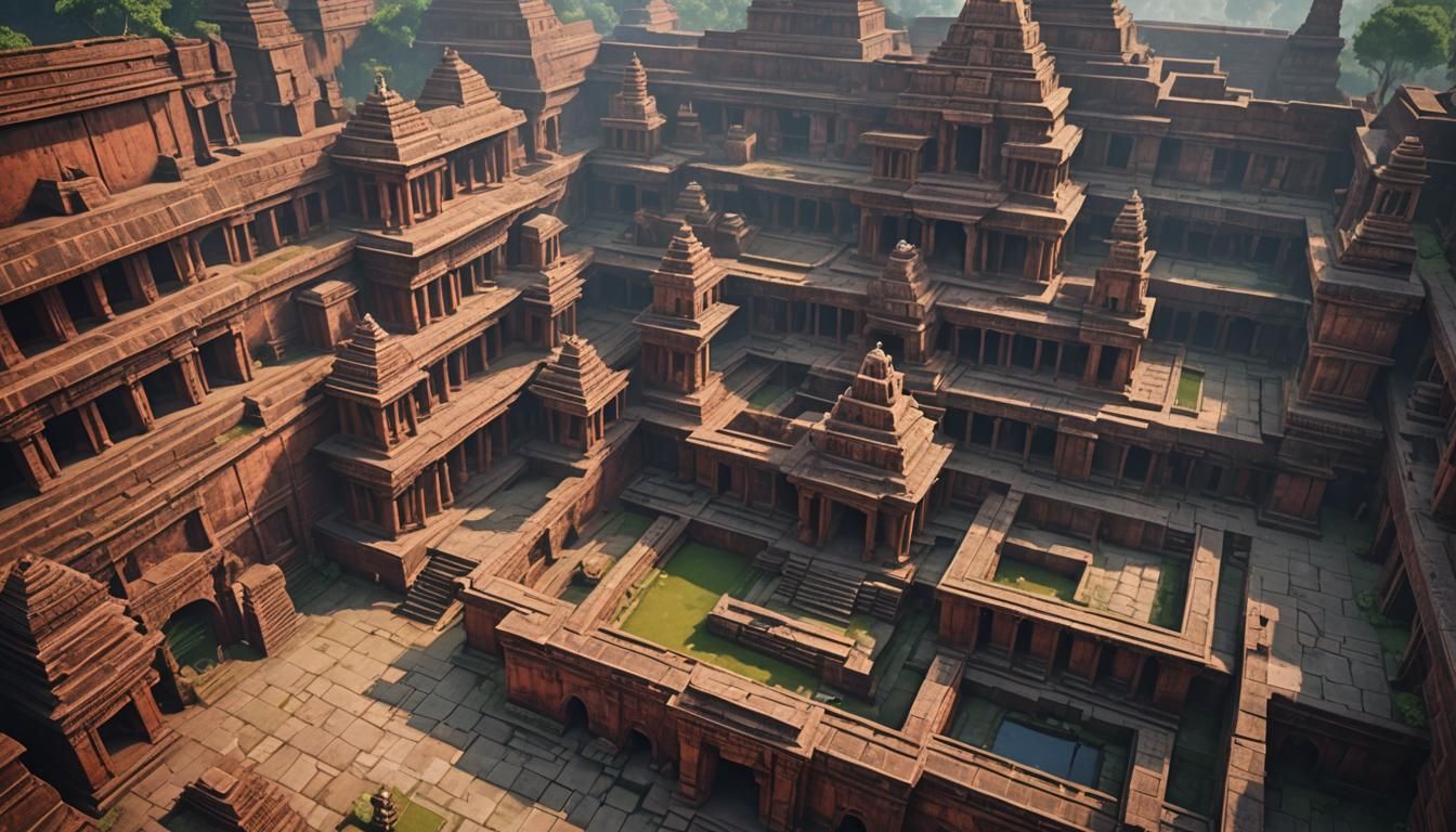Ancient Libraries of Nalanda: Detailed Matte Painting