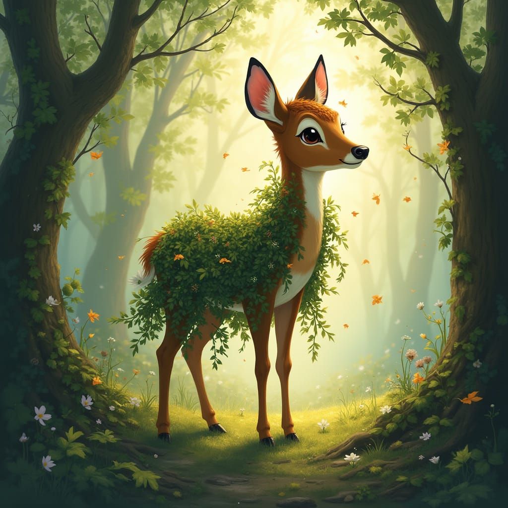 Mystical Forest Bambi with Twinkling Leaves